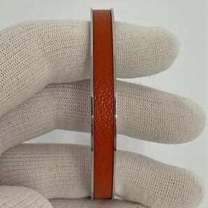 【K0325】HERMES エルメス ケリー バングル ブレスレット シルバー系 ブラック系 レザー系 レディース アクセサリー の画像10