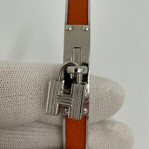 【K0325】HERMES エルメス ケリー バングル ブレスレット シルバー系 ブラック系 レザー系 レディース アクセサリー の画像7