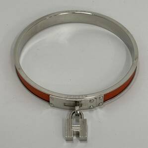 【K0325】HERMES エルメス ケリー バングル ブレスレット シルバー系 ブラック系 レザー系 レディース アクセサリー の画像1