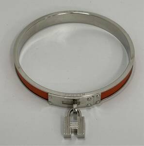 【K0325】HERMES エルメス ケリー バングル ブレスレット シルバー系 ブラック系 レザー系 レディース アクセサリー 