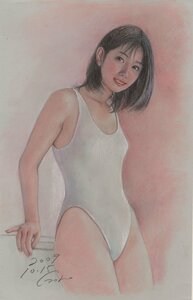 １００円!版画 石川吾郎 本人のオリジナルパステル美少女画です！141恋のエクリチュール