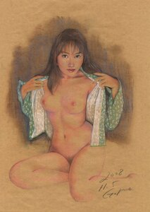 １００円!版画 石川吾郎 本人のオリジナルパステル美人画です！裸婦０９０