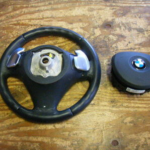平成２６年 BMW X1 DBA-VL20 Mスポーツ 純正 レザー 革 ステアリング ハンドル スイッチ パドルシフトの画像3