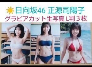 日向坂46 正源司陽子 グラビアカット生写真 L判　３枚［譲渡品］◯保護して発送をします