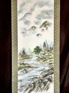 Art hand Auction [Authentic work] [S8] Furukawa Suimine Natsugumo Takimine silk book, handwritten, boxed, former Daitokuji Gendo title character, tattoo, summer landscape, landscape painting, Japanese painting, painting, hanging scroll, 2 of 4 widths, painting, Japanese painting, landscape, Fugetsu