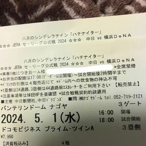 定価以下★5/1(水)18:00 バンテリンドームナゴヤ 中日対横浜DeNA ドコモビジネス プライムツインA 3塁側 特製弁当 1ドリンク 竜陣祭2024の画像1