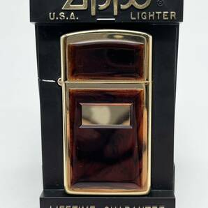 65748 火花OK ZIPPO ジッポー べっ甲調 べっ甲柄 鼈甲 1993年製 ライター 喫煙具 ケース付きの画像1