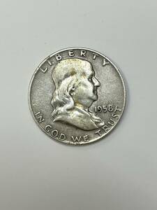 64689 リバティ銀貨 1958年 ベンジャミン フランクリン ハーフダラー 総重量約12.55ｇ 比重10.28 ハーフダラー アメリカ 古銭 貨幣 硬貨