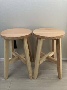 丸椅子・スツール・木製・おしゃれ・サイドテーブル・handmade・無垢材・2脚セット