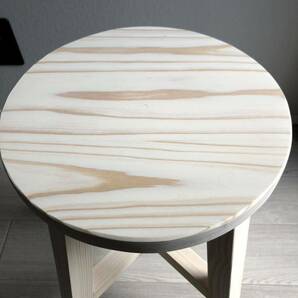 丸椅子・スツール・木製・おしゃれ・サイドテーブル・handmade・無垢材・ホワイト・2脚セットの画像6