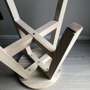 丸椅子・スツール・木製・おしゃれ・サイドテーブル・handmade・無垢材・ホワイト・2脚セットの画像4