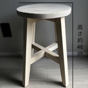 丸椅子・スツール・木製・おしゃれ・サイドテーブル・handmade・無垢材・ホワイト・2脚セットの画像2