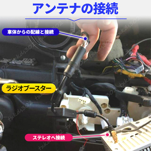 カーラジオ アンテナブースター ラジオ 車用 受信 ブースター AM FM VICS 信号増幅 受信感度 汎用 12V オーディオ カーナビ ステレオ 強力の画像4