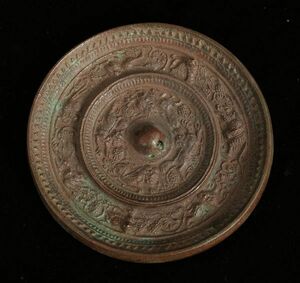 旧家蔵出し 中国唐物 青銅鏡 極細工 古美術品 時代物 古董品 収集家【YD-671580】