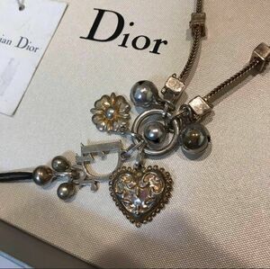 Dior ディオール クリスチャン・ディオール フォンストラップチャーム ハート 花 フラワーモチーフ Diorロゴ 喜平チェーン