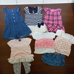 95サイズ　女の子夏服セット　ワンピース三着　 半袖三枚　スカート一枚　ズボン一枚