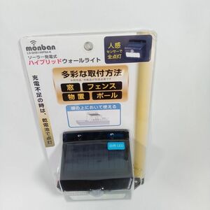 【1円オークション】ハイブリッドセンサーウォールライト (400lm/ソーラー+乾電池/白色LED/ブラック) AHA0049