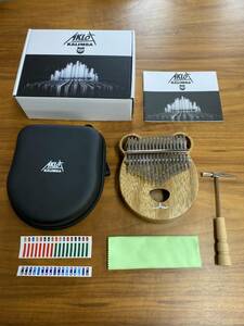 [1 jpy auction ] AKLOT bear chinese quince ba17 key, parent finger piano Africa musical instruments solid wood case attaching finger music box TS01B001406