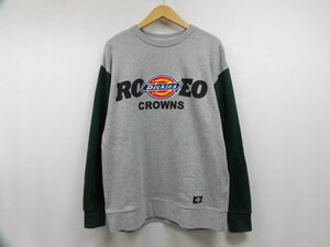 Dickies × RODEO CROWNS ディッキーズ ロデオクラウンズ スウェット トレーナー ロゴプリント トップス グレー×グリーン 緑 メンズ M