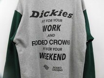 Dickies × RODEO CROWNS ディッキーズ ロデオクラウンズ スウェット トレーナー ロゴプリント トップス グレー×グリーン 緑 メンズ M_画像4