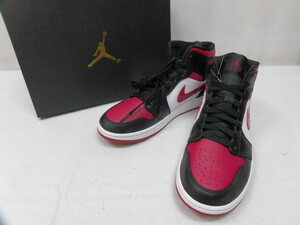 Новый Nike Nike AIR JORDAN 1 MID Air JORDAN 1 Mid 554724-066 Кроссовки Черный×Красный×Белый Черный×Красный×Белый 27см