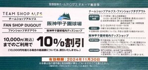 阪神甲子園球場グッズショップ10％割引券