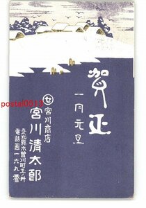 XyM4739●愛知 広告絵葉書 宮川商店 年賀状アート絵葉書 *エンタイア *傷み有り【絵葉書】