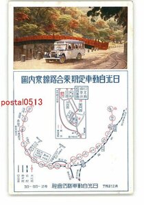 XyV3697●栃木 広告絵葉書 日光自動車定期乗合路線案内図 *傷み有り【絵葉書】