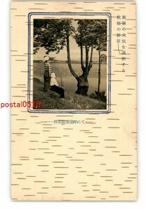 XZG2003●群馬 神津牧場の湖畔 生写真貼付 *傷み有り【絵葉書】