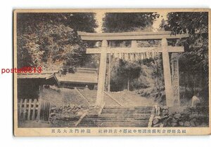 Xx7547●福島 棚倉町鎮座国幣中社都々古別神社 隨神門及大鳥居【絵葉書】