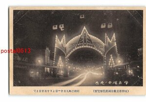 XyF8439●山形 全国産業博覧会 停車場前の夜景 *傷み有り【絵葉書】