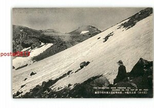 XZB5768●富士山 頂上白皚々 夏尚寒気迫る萬年雪の景観 *傷み有り【絵葉書】