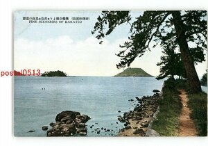 XZD9021●佐賀 唐津松浦潟 舞鶴公園より高島と鳥島 *傷み有り【絵葉書】