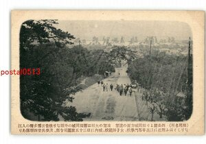 XZI1446●福岡 福岡名所 西公園より福岡城方面の遠望 *傷み有り【絵葉書】