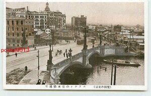 Xc9441●東京 復興 バラックの日本橋通り　*剥離有り【絵葉書】