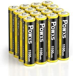 POWXS 単4電池 充電式 ニッケル水素 単四電池 高容量1100mAh 約1200回使用可能 16本入り 単四充電池 低自己放