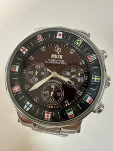 MUSK ムスク QZ クオーツ クロノグラフ 稼働品 メンズ 腕時計 MA-2137