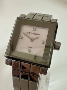 CENTURY センチュリー シェル文字盤 石付 QZ TIME GEM 00 00 325 レディース腕時計 稼動品 