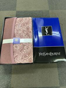 YVES SAINT LAURENT イヴサンローラン ウール毛布 毛 100% 140cm×200cm 箱付き