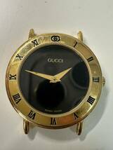 GUCCI グッチ QZ ゴールドカラー 黒文字盤 3000.2L 非稼働品 フェイスのみ レディース 腕時計_画像2