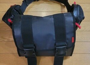 *sinichi low ala leather *1DAY touring bag * belt bag * dressing up * black * several times use used beautiful goods *