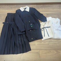 (中古)岡山県 倉敷市 中学校 女子制服/160A/165/170A/W70/セーラー/ブラウス/スカート/スカーフ/夏冬/紺/女子学生/卒業生_画像1