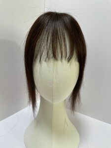 人毛100%部分ウィッグ ヘアピース I型つむじ二重引き抜き超軽量 白髪隠しダークブラウン