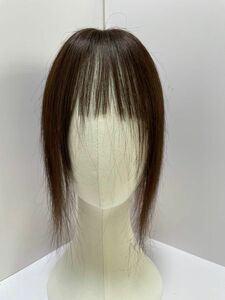 人毛100%部分ウィッグ ヘアピース I型つむじ二重引き抜き超軽量 白髪隠しダークブラウン