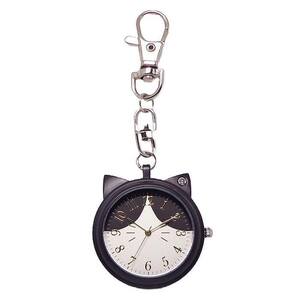  mobile clock back charm cat key chain watch N02723S-0-BK cat .. cat lovely clock pocket watch stylish bag charm 