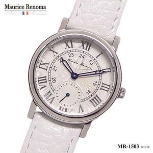 Ladies Watch Box No Maurice Lenoma MR-1503-White Small Second White Italian Ceather Belt