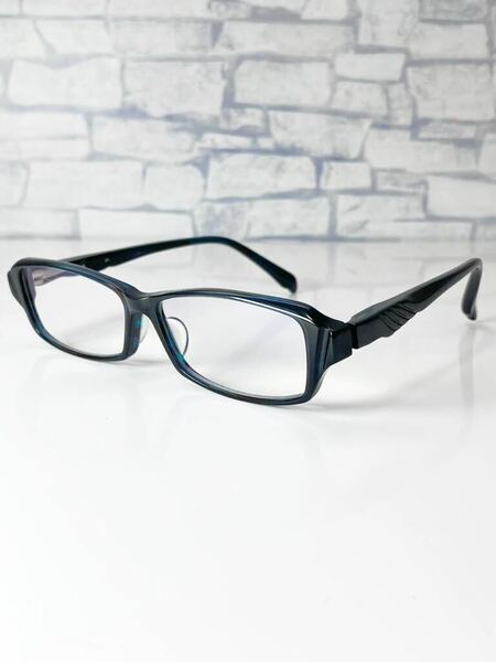 Plusmix 型番不明 プラスミックス スクエア型 ブルー 眼鏡 良品