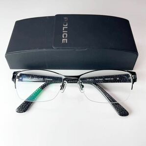 極美品 POLICE VPLB01 ポリス ハーフリム スクエア型 マットブラック 眼鏡 良品