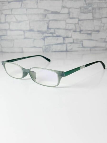 +1.50 JINS READING GLASSES FRD-15S-002 ジンズ スクエア型 グリーンカラーブラック 老眼鏡 良品