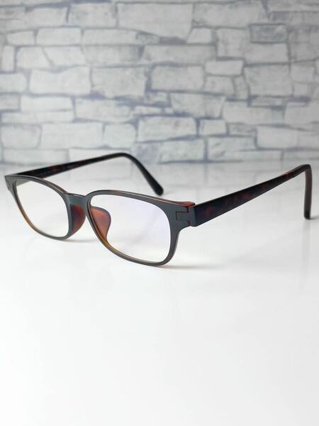 +1.00 JINS READING GLASSES FRD-15A-016 ジンズ ウェリントン型 ブラウンデミ 老眼鏡 良品